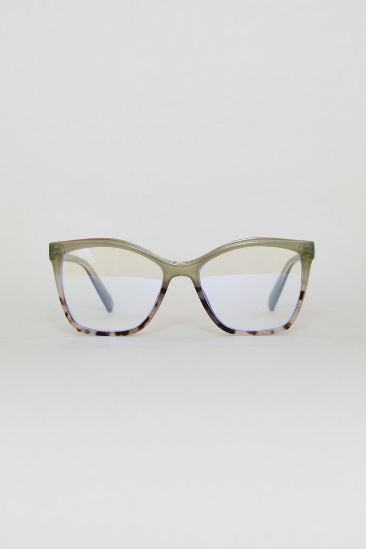 Two Tone Square Lense Glasses - Green