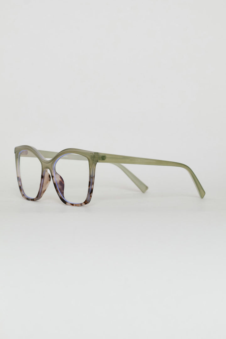 Two Tone Square Lense Glasses - Green