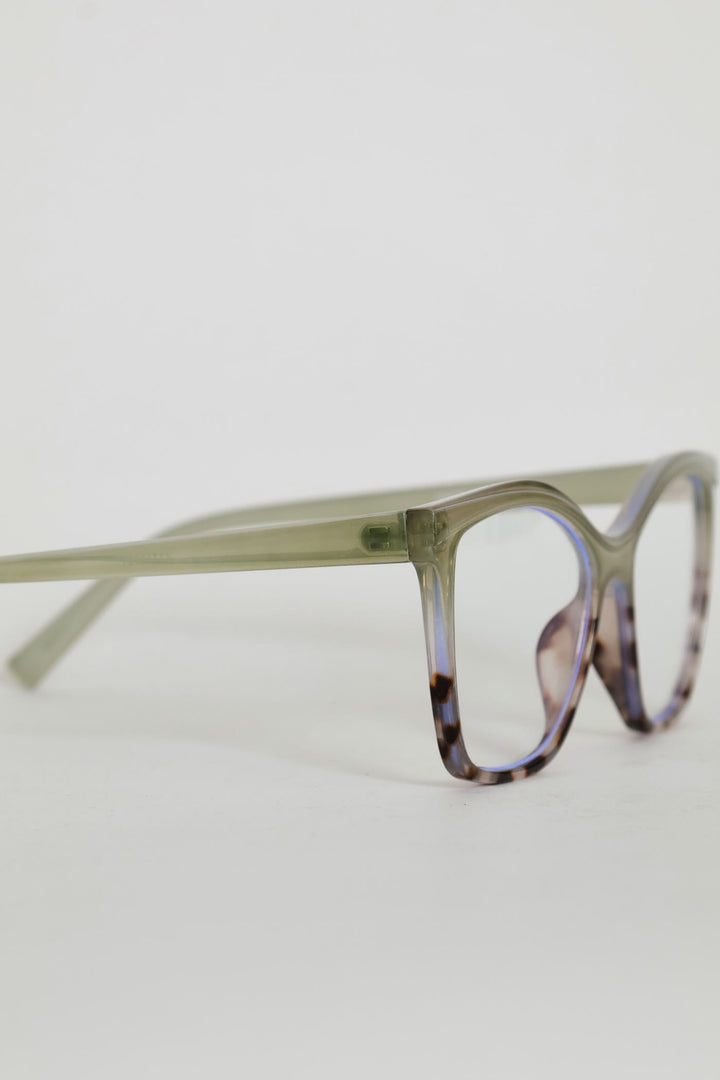 Two Tone Square Lense Glasses - Green