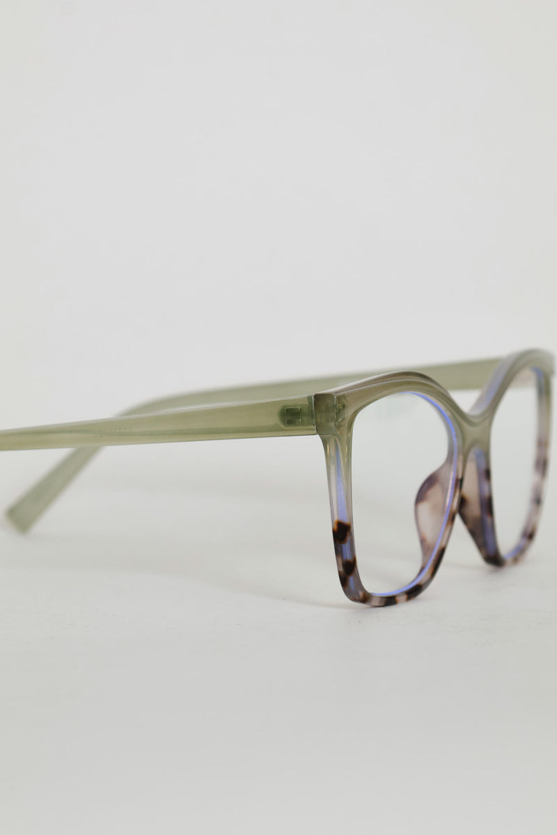 Two Tone Square Lense Glasses - Green