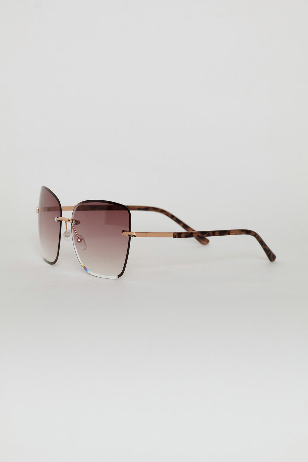 Frameless Square Gradient Temple Sunglasses - Rose Gold