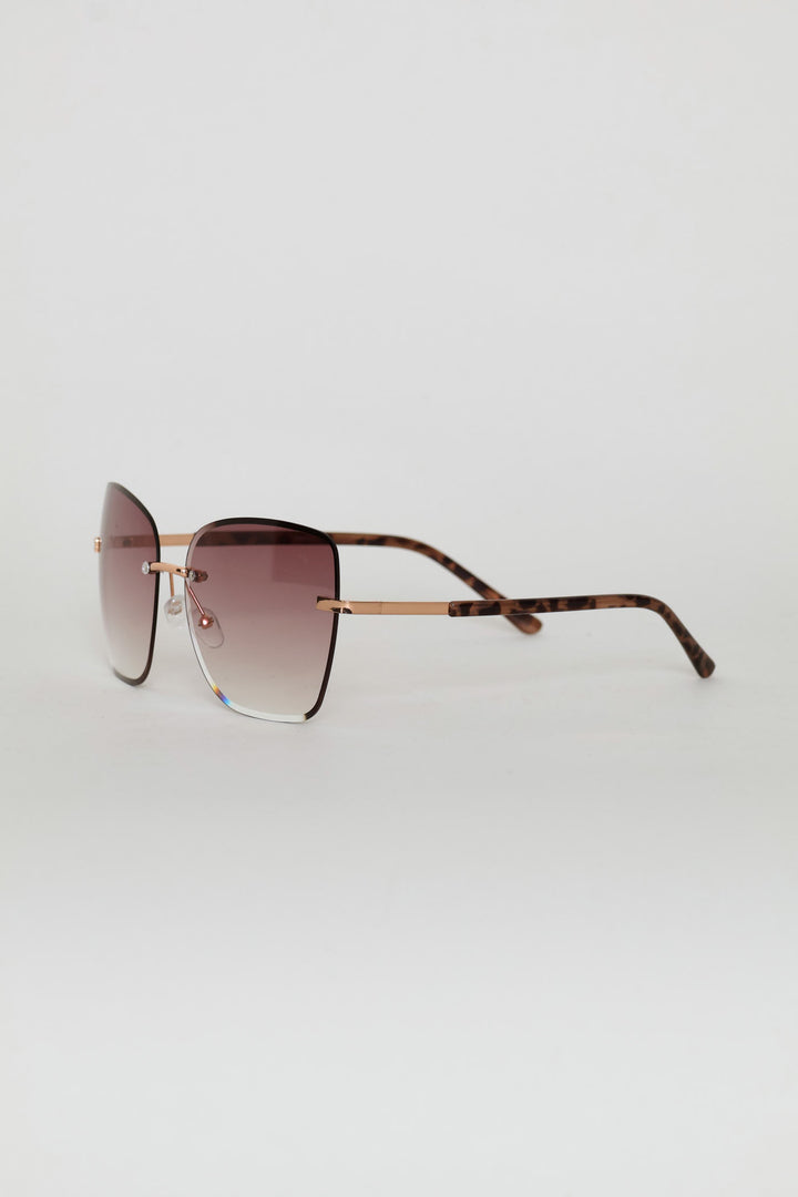 Frameless Square Gradient Temple Sunglasses - Rose Gold