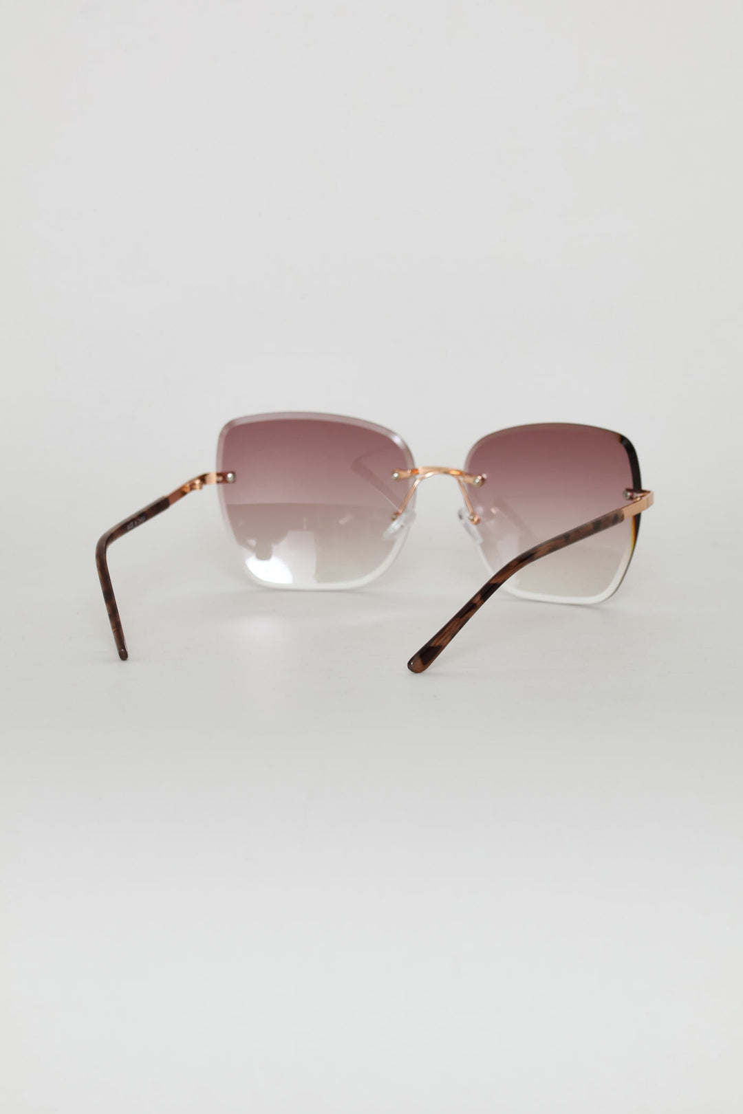 Frameless Square Gradient Temple Sunglasses - Rose Gold