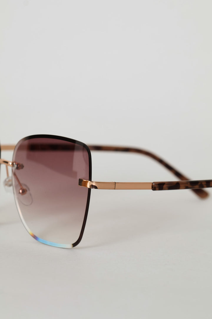 Frameless Square Gradient Temple Sunglasses - Rose Gold