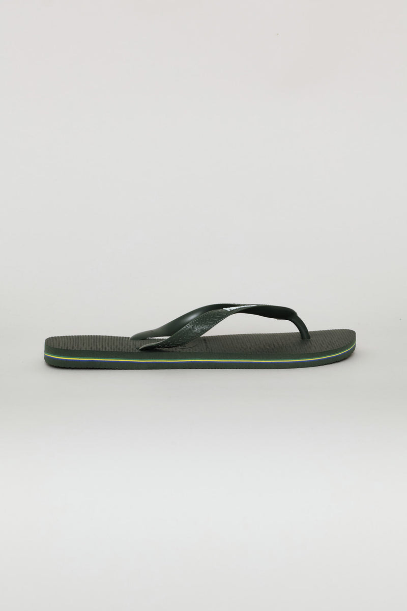 Brazil Logo & Word Flip Flop - Olive