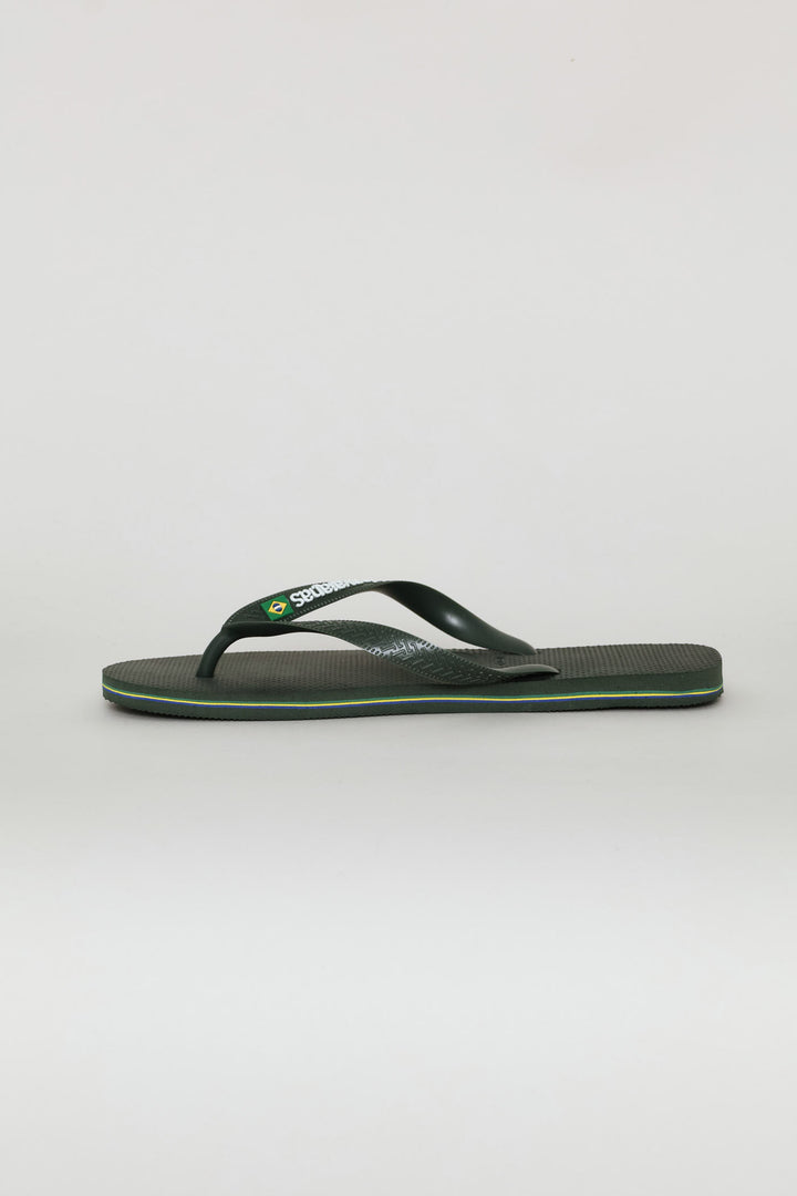 Brazil Logo & Word Flip Flop - Olive