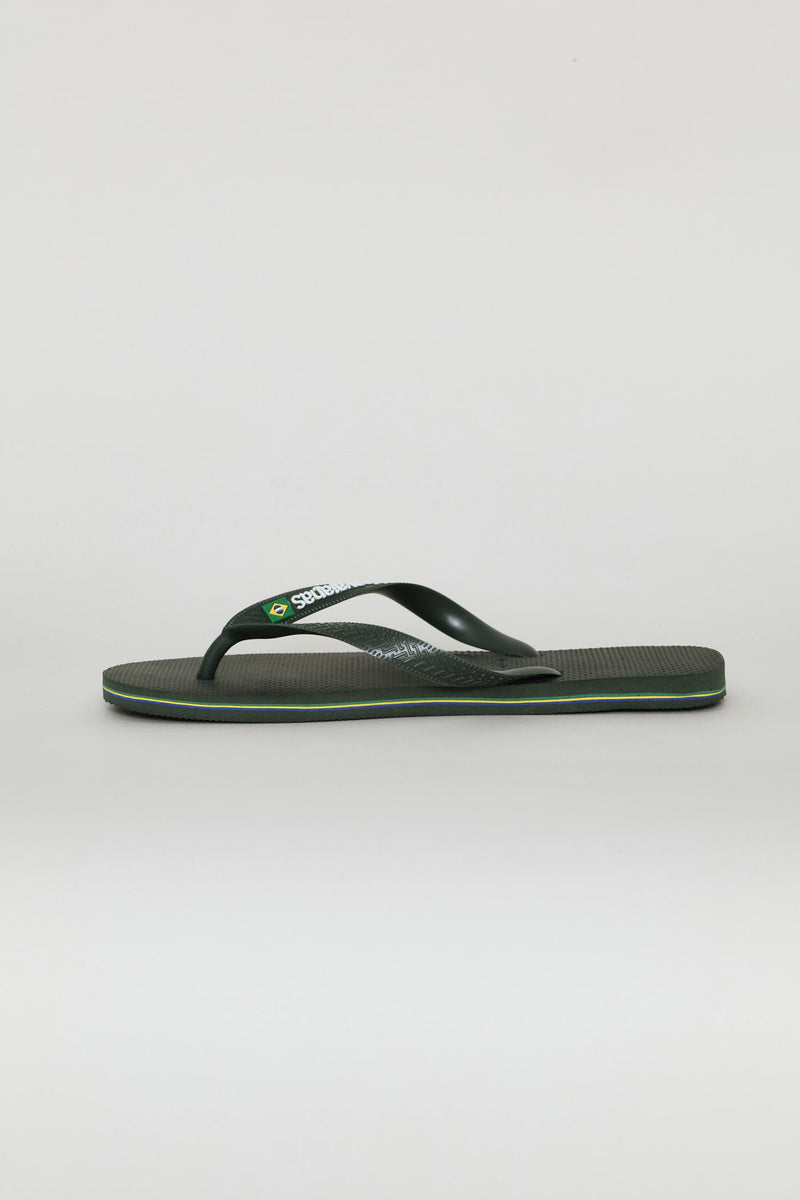 Brazil Logo & Word Flip Flop - Olive