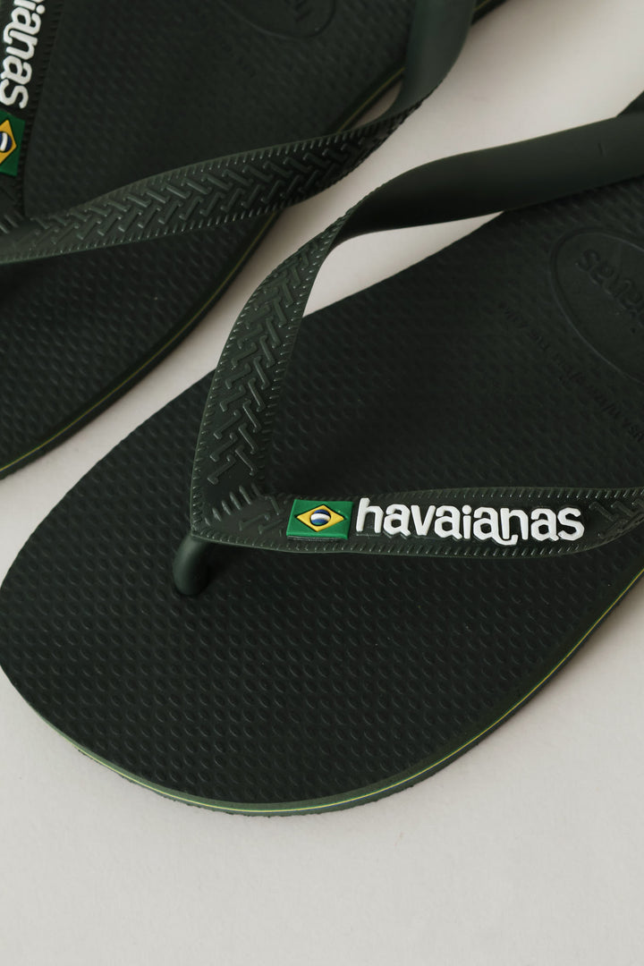 Brazil Logo & Word Flip Flop - Olive
