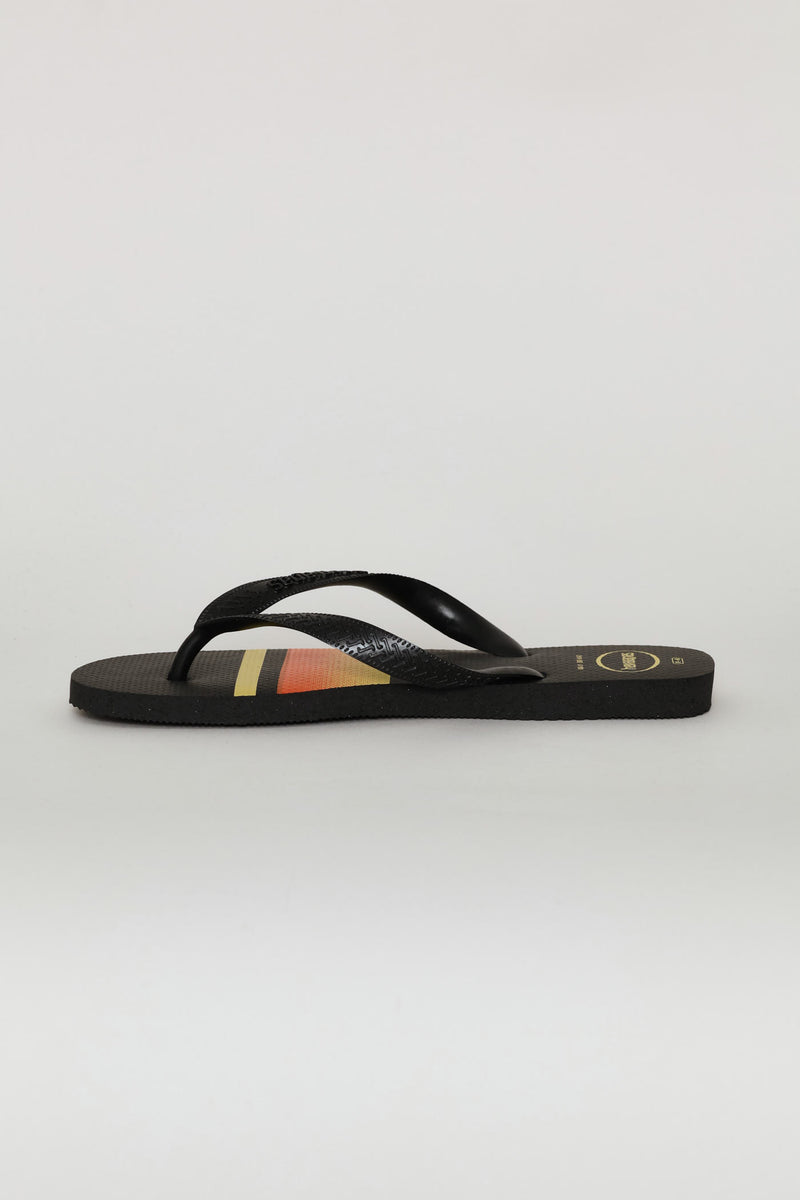 Basic Stripe Print Flip Flop - Black/Orange