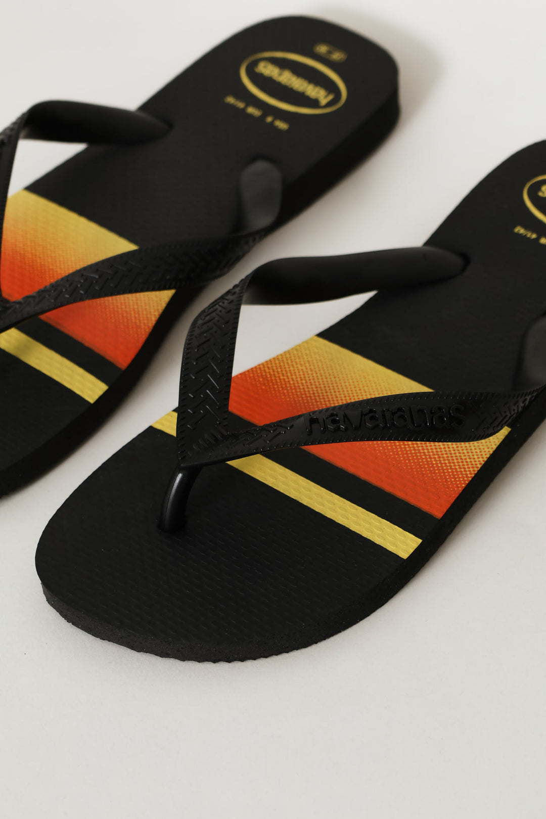 Basic Stripe Print Flip Flop - Black/Orange