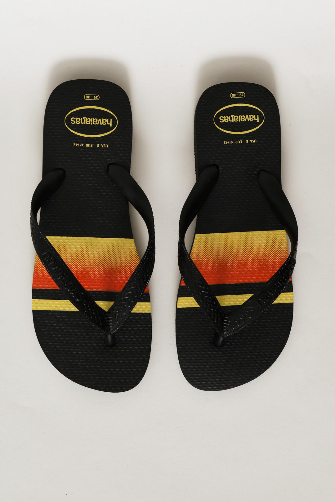 Basic Stripe Print Flip Flop - Black/Orange