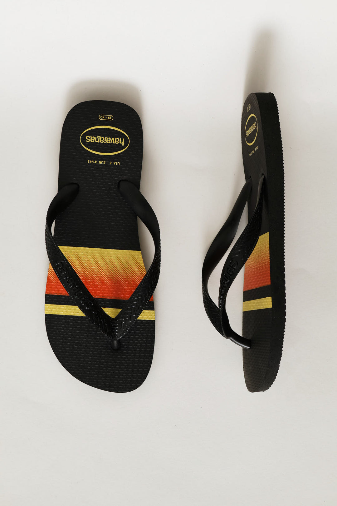 Basic Stripe Print Flip Flop - Black/Orange