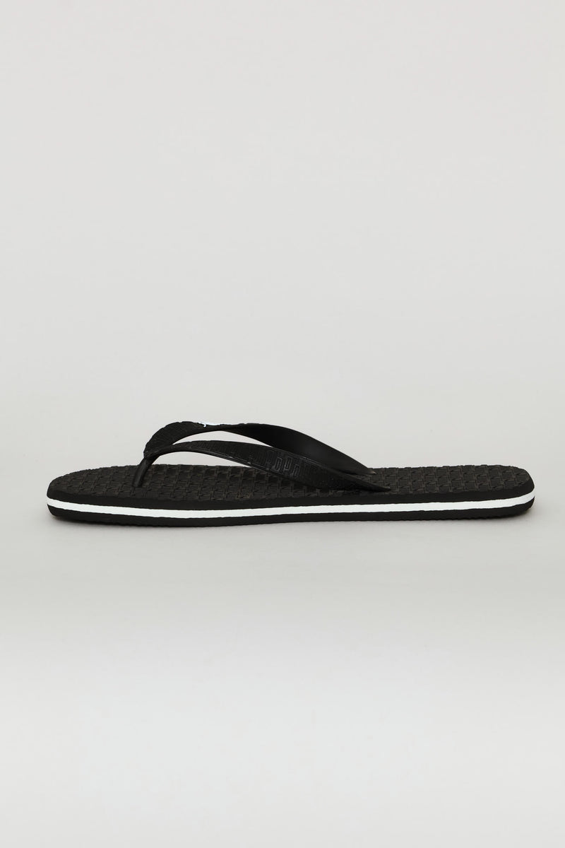 Round Embossed Zadp Flip Flop - Black