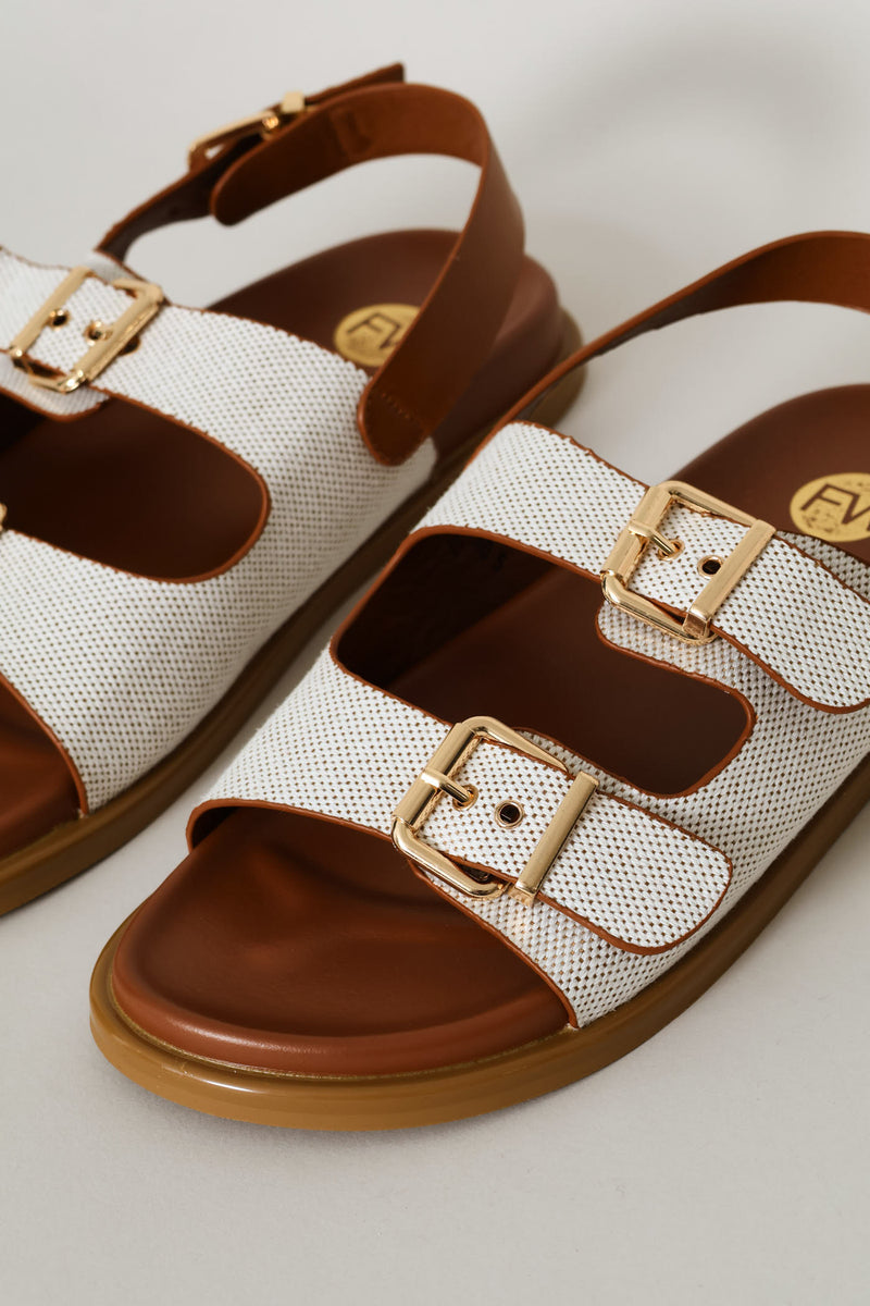 Textured Double Strap Sandal - Tan