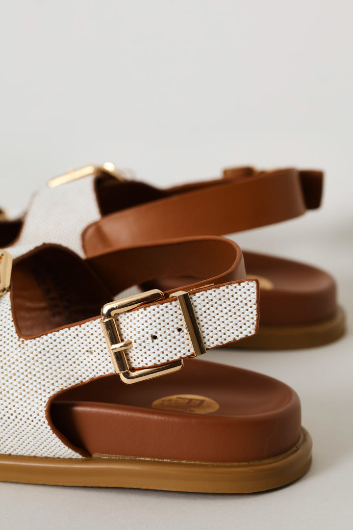 Textured Double Strap Sandal - Tan