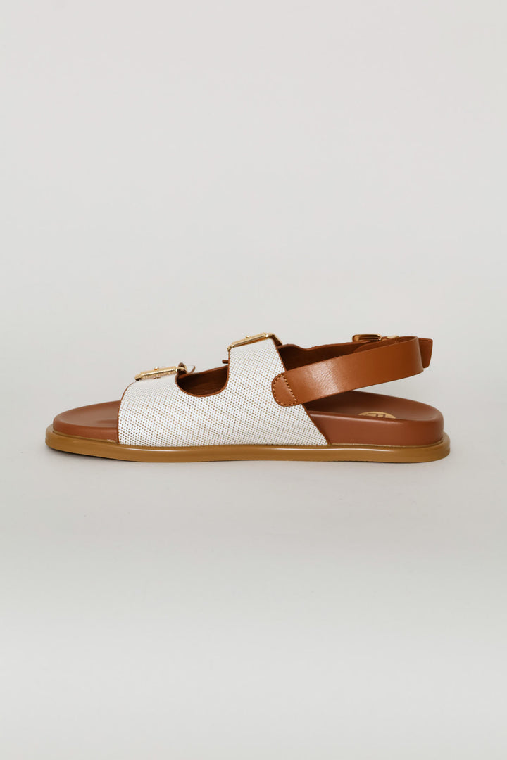Textured Double Strap Sandal - Tan