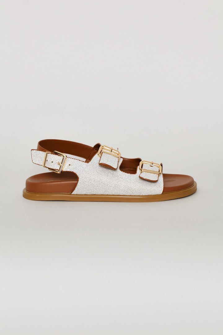 Textured Double Strap Sandal - Tan