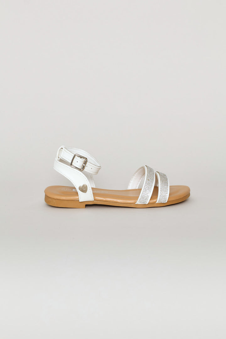 Pre-Girls Diamante Sandal - White