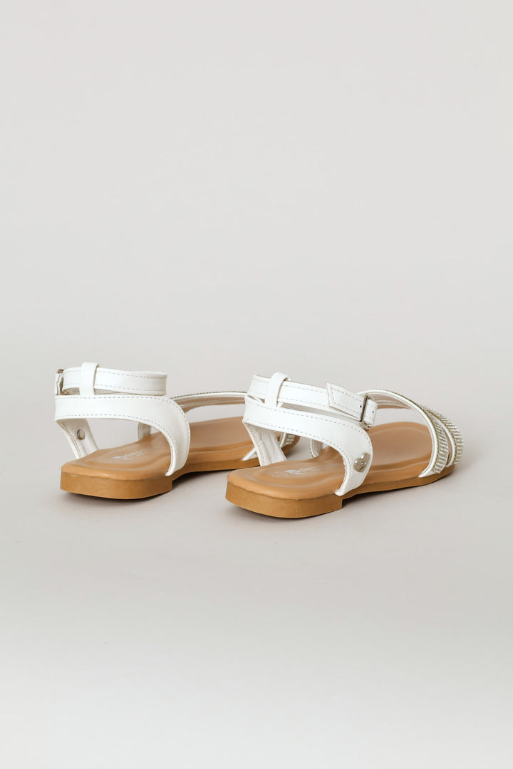 Pre-Girls Diamante Sandal - White