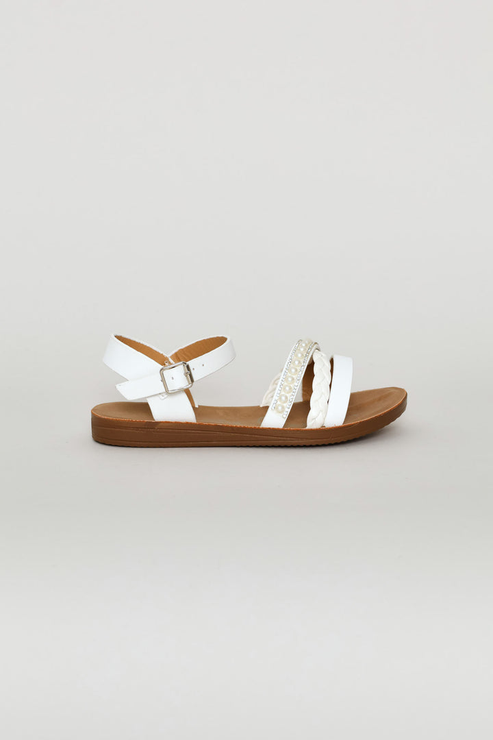 Pre-Girls Pearl Comfort Sandal - White