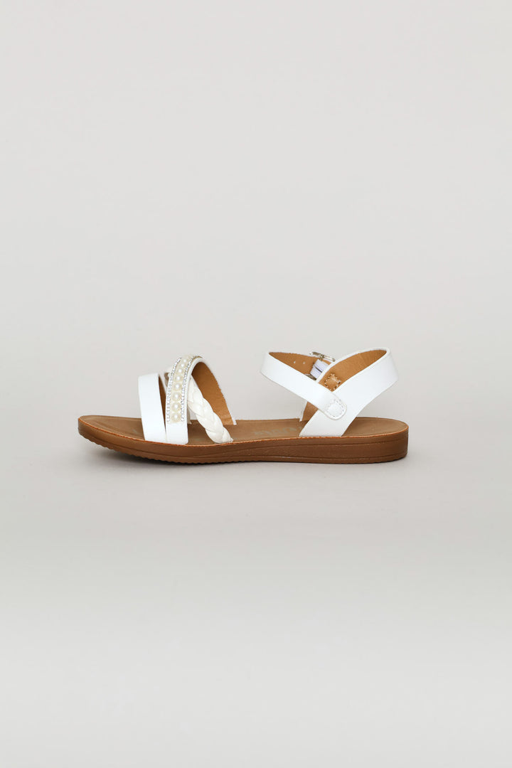 Pre-Girls Pearl Comfort Sandal - White