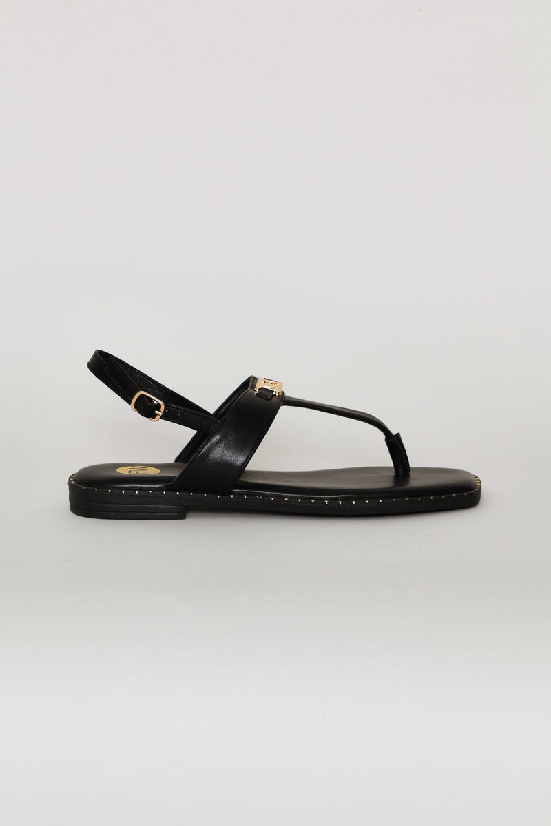Gold Chain Detail Sandal - Chocolate