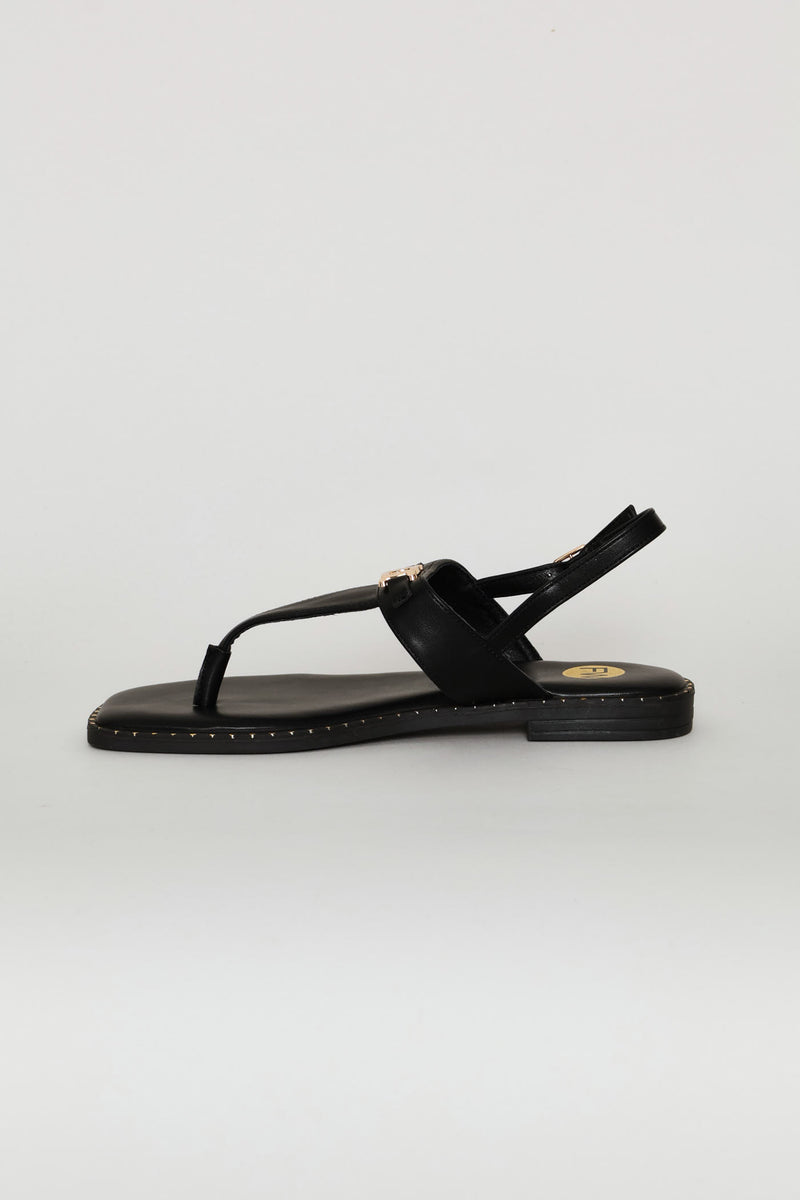 Gold Chain Detail Sandal - Chocolate