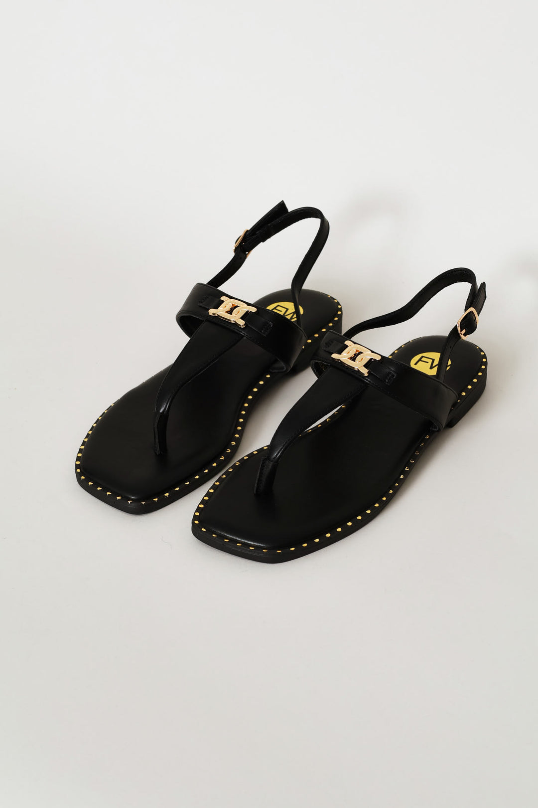 Gold Chain Detail Sandal - Chocolate