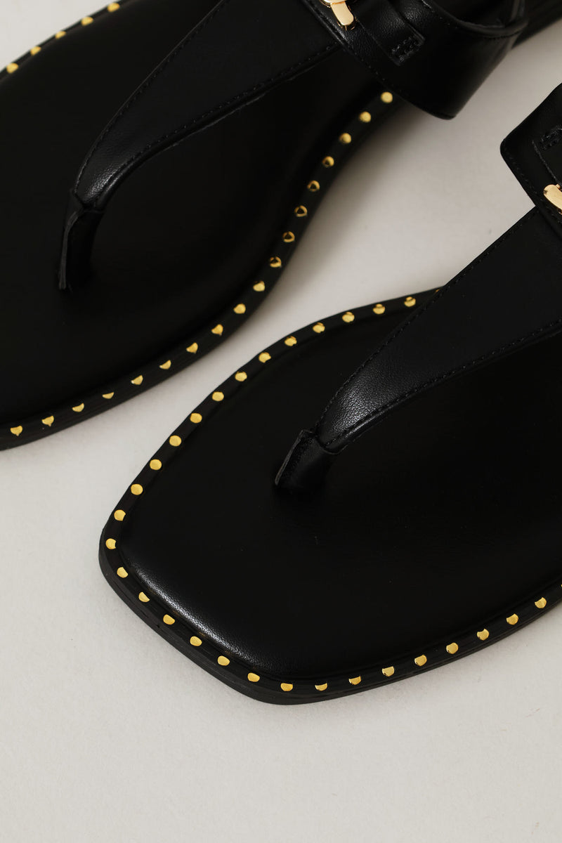 Gold Chain Detail Sandal - Chocolate