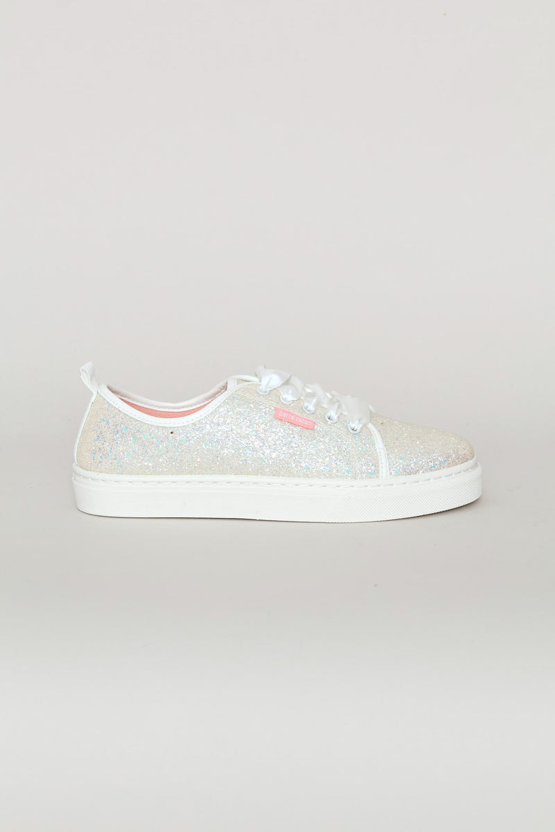 Girls Glitter Sneaker - White