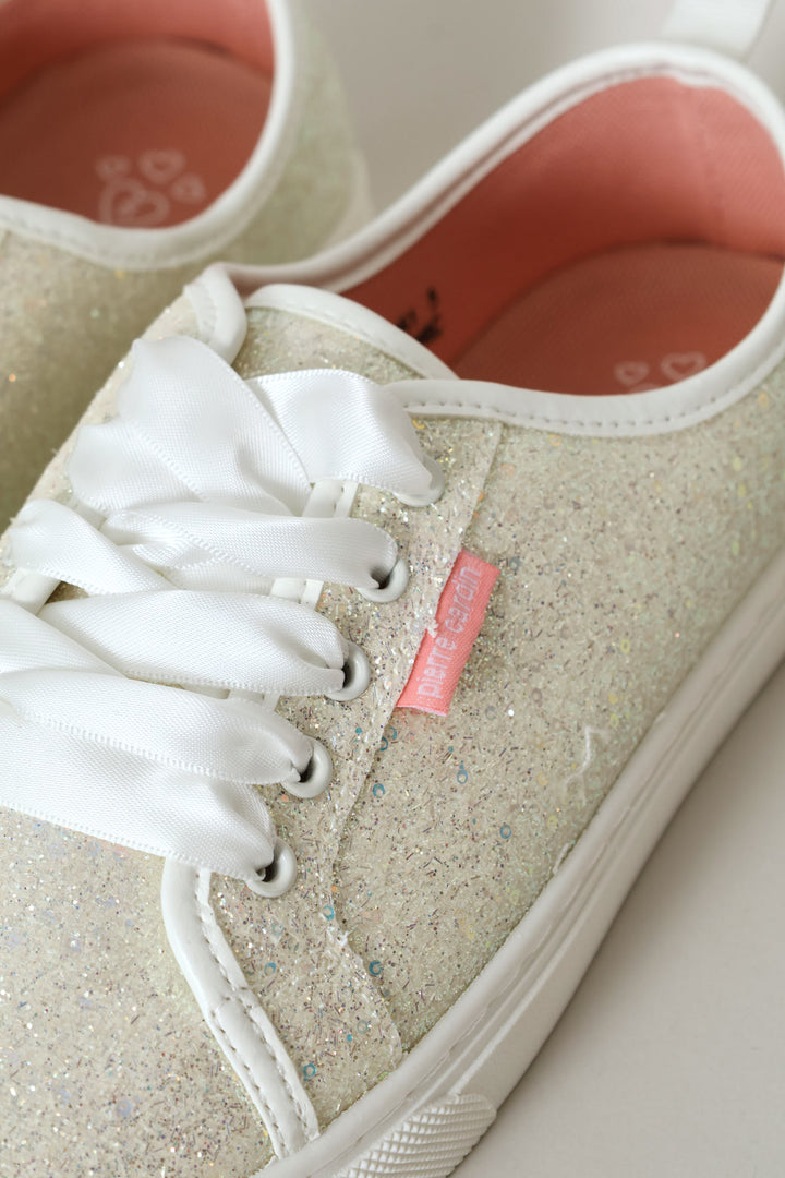 Girls Glitter Sneaker - White