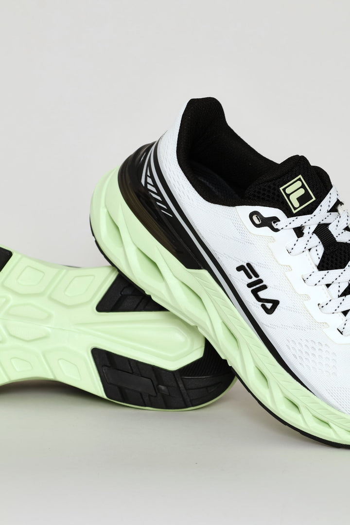 Ottavio Lace Up Trainer With Flex Sole - White/Green