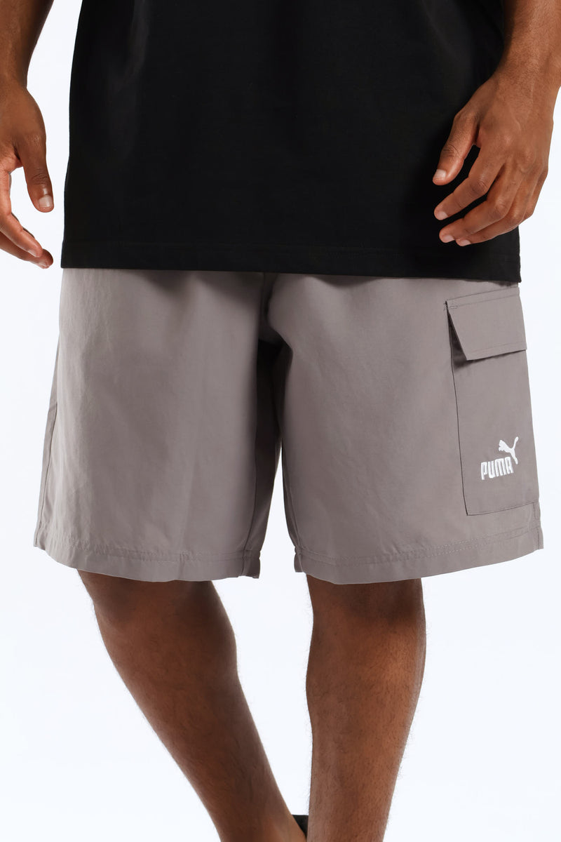 Essential No. 1 Logo 9" Woven Cargo Shorts - Medium Grey