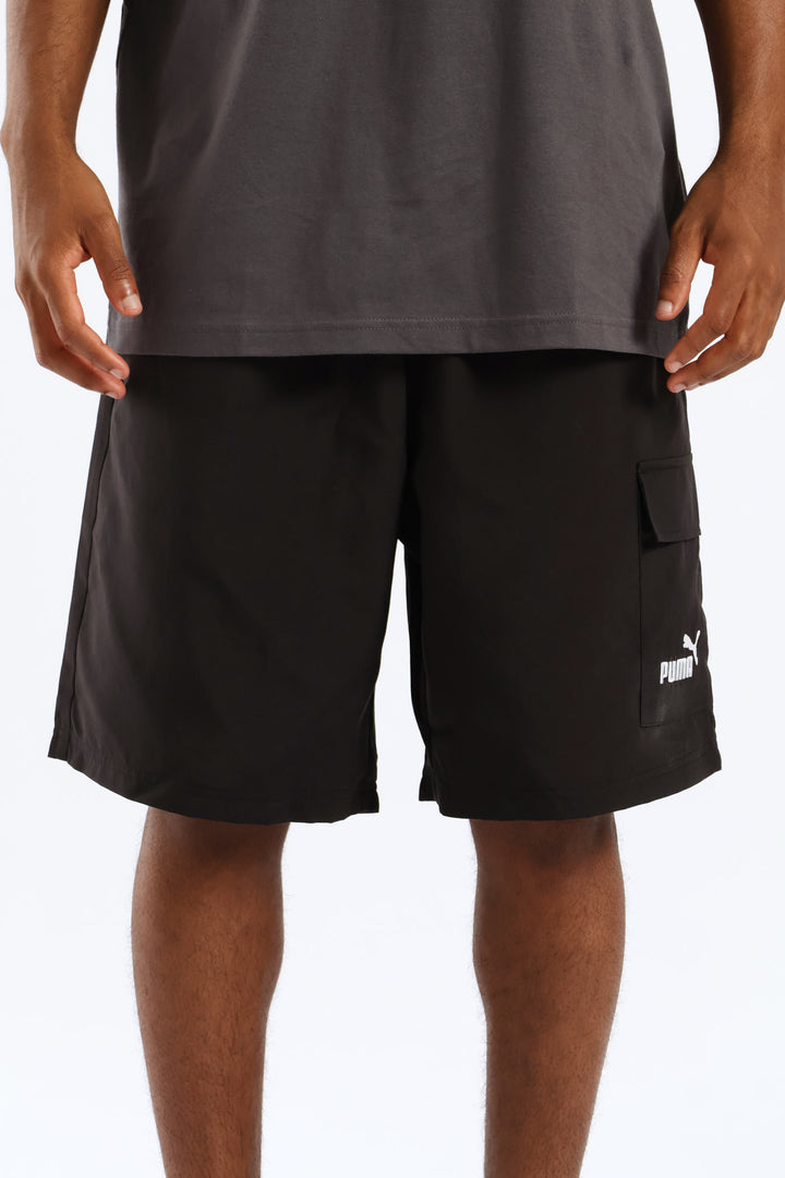 Essential No. 1 Logo 9" Woven Cargo Shorts - Black