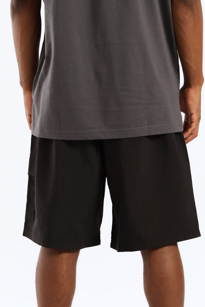 Essential No. 1 Logo 9" Woven Cargo Shorts - Black