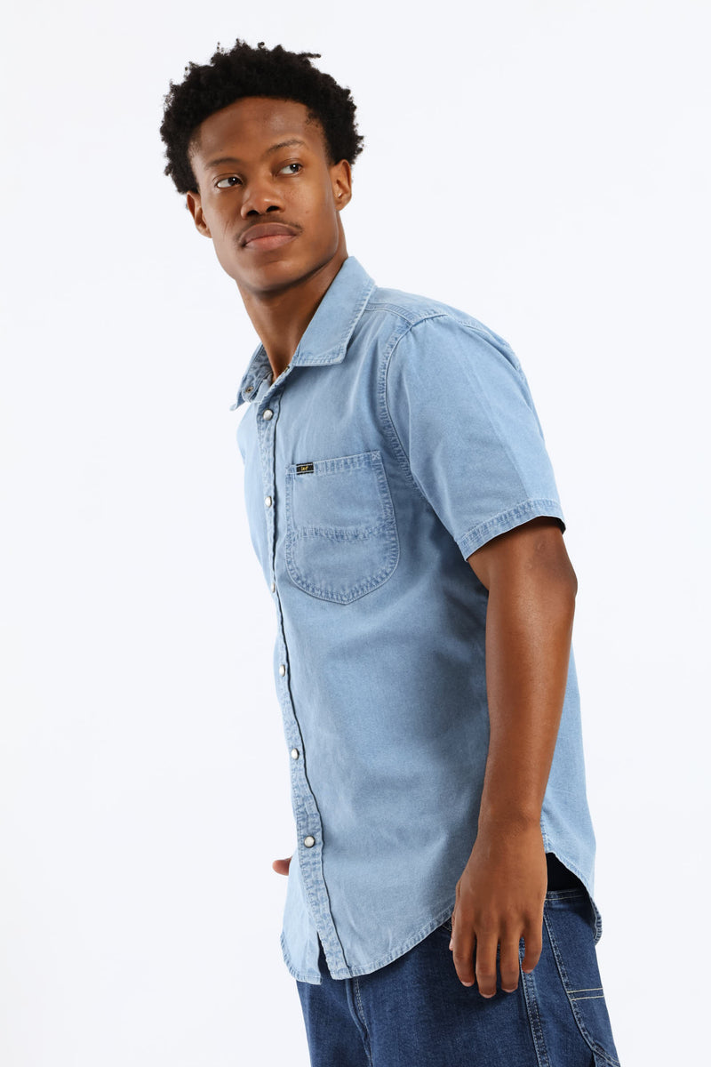 Lazy Denim Short Sleeve Shirt - Light Wash