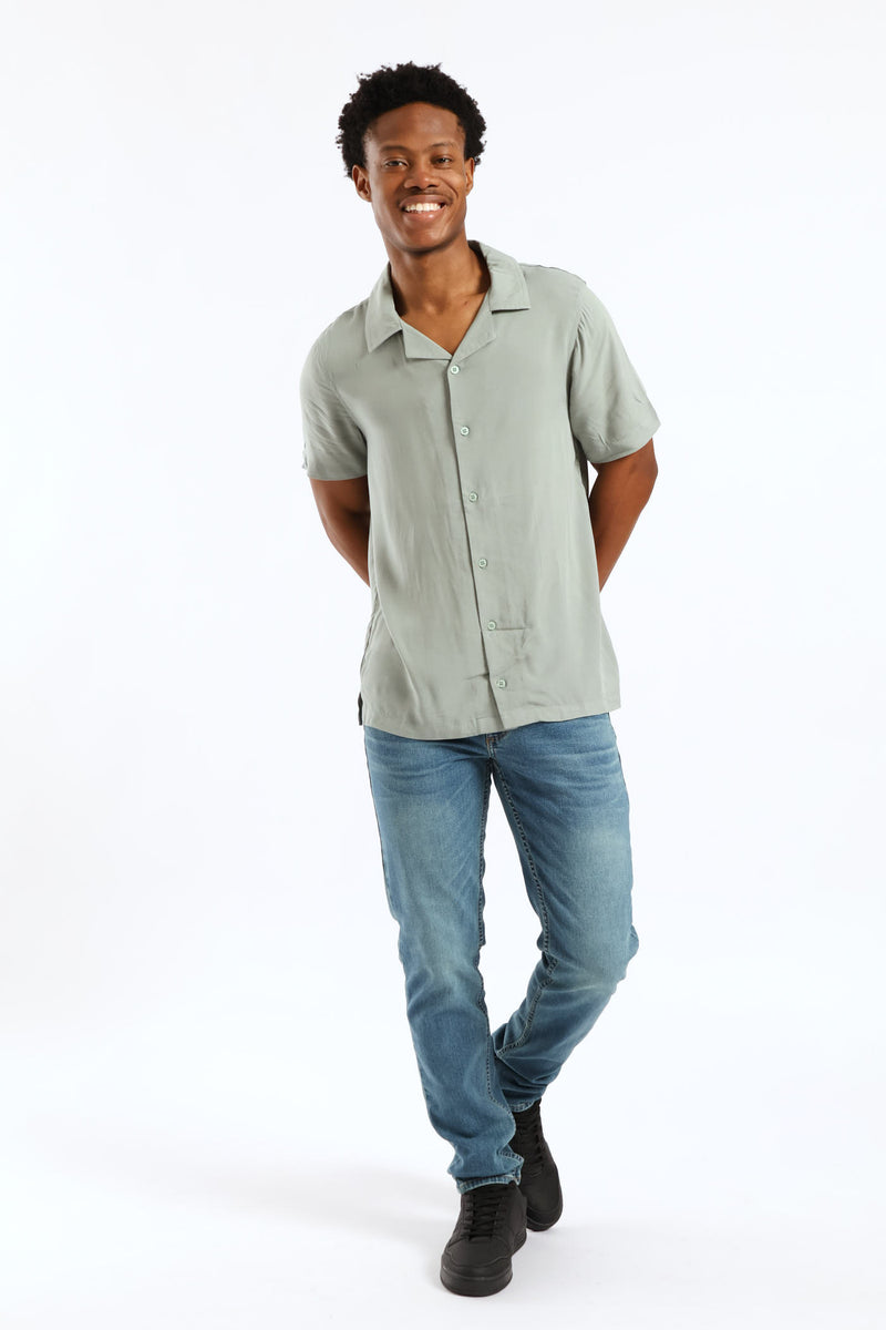 Plain Viscose Shirt - Sage