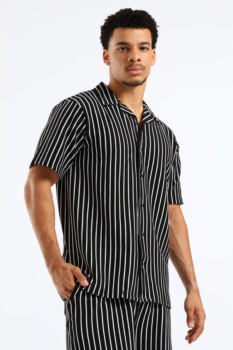 Striped Knit Shirt - Black