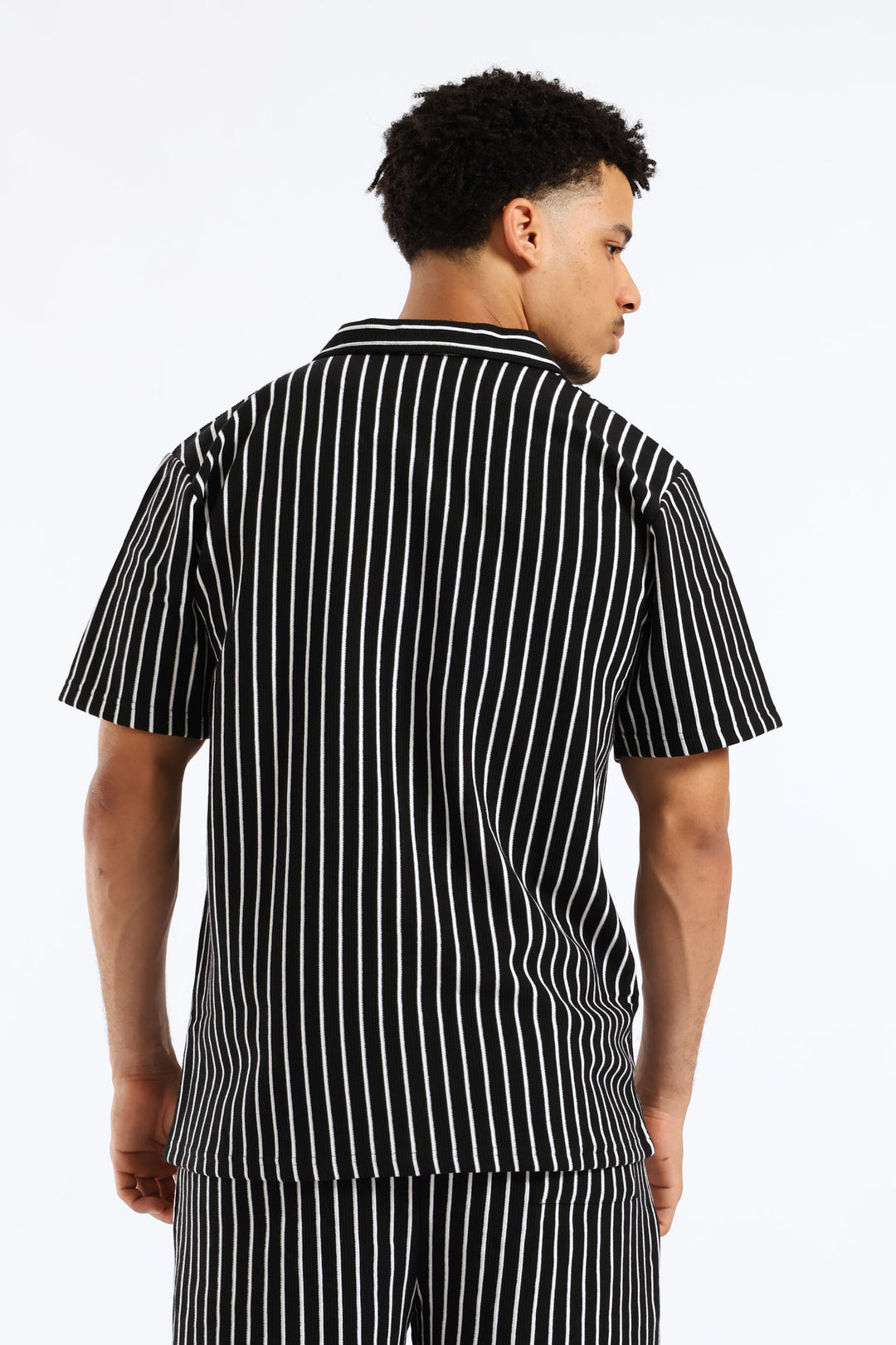 Striped Knit Shirt - Black