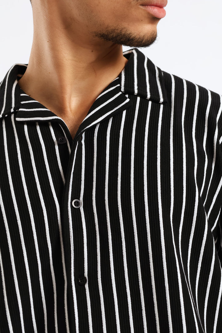 Striped Knit Shirt - Black