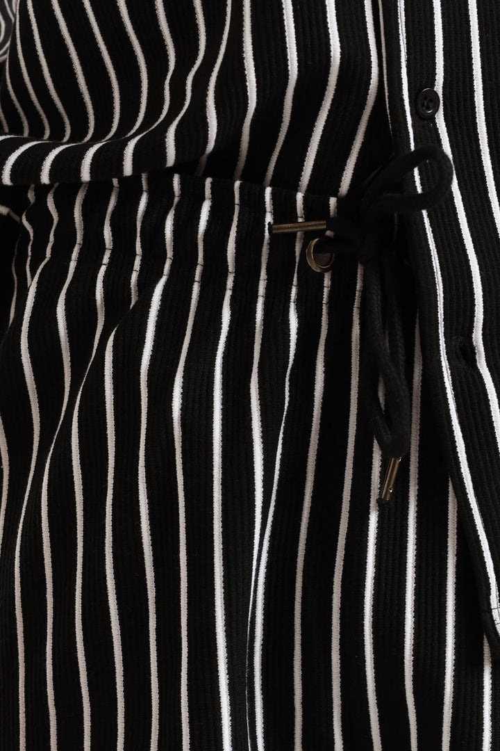 Striped Knit Shorts - Black