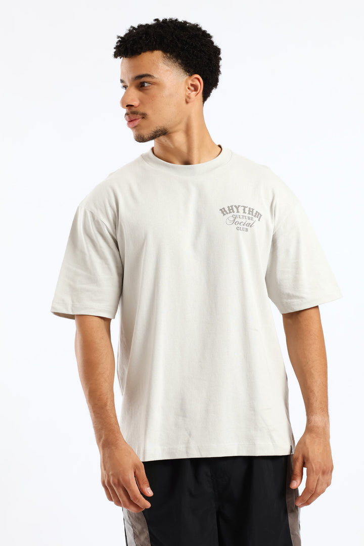 Applique Oversized Tee - Light Grey