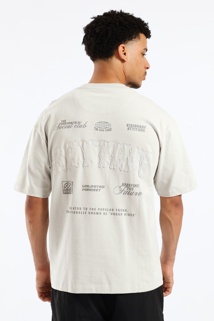Applique Oversized Tee - Light Grey
