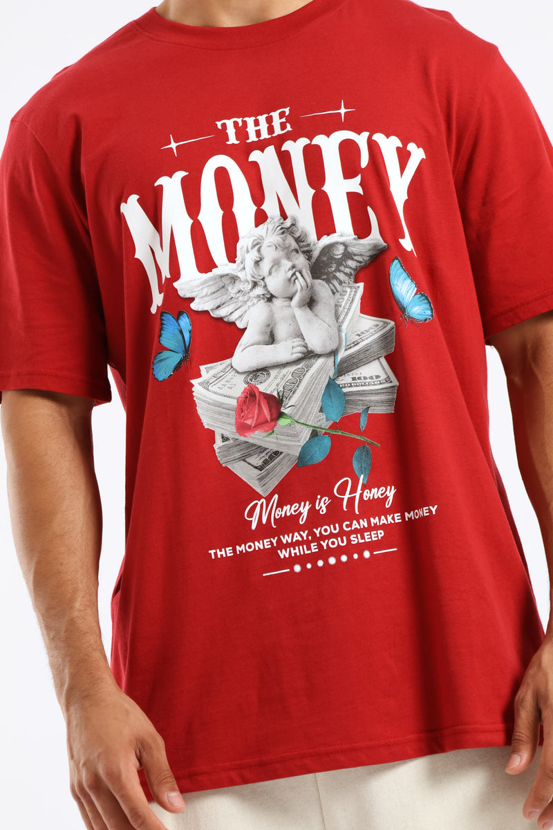 Money Tee - Dark Red