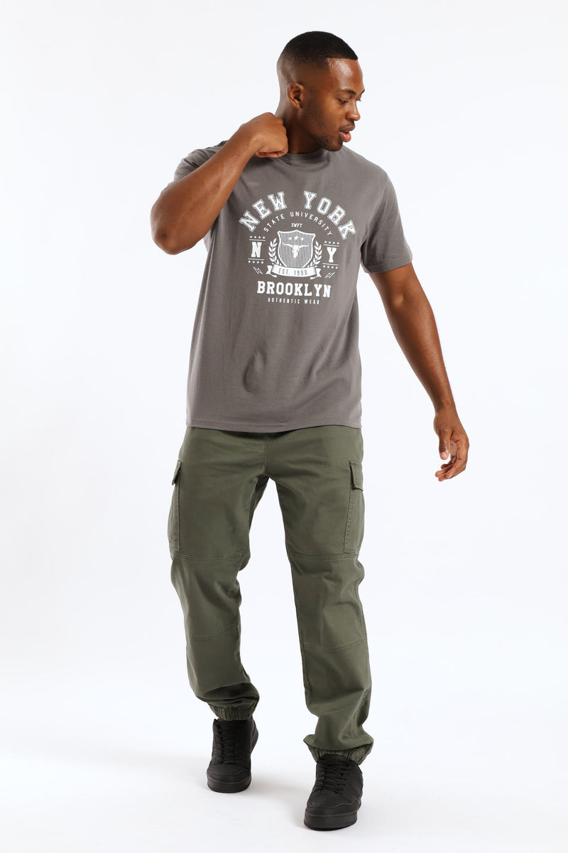 Basic Print Ny Tee - Dark Grey