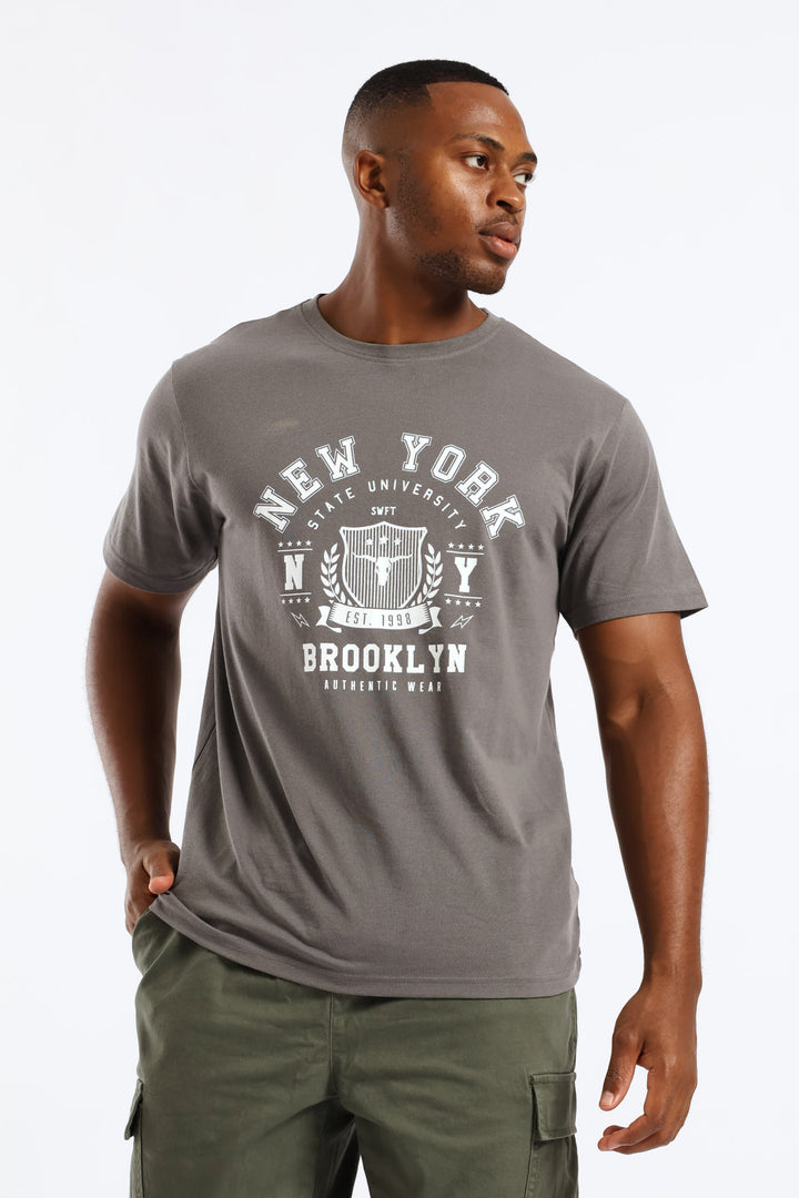 Basic Print Ny Tee - Dark Grey