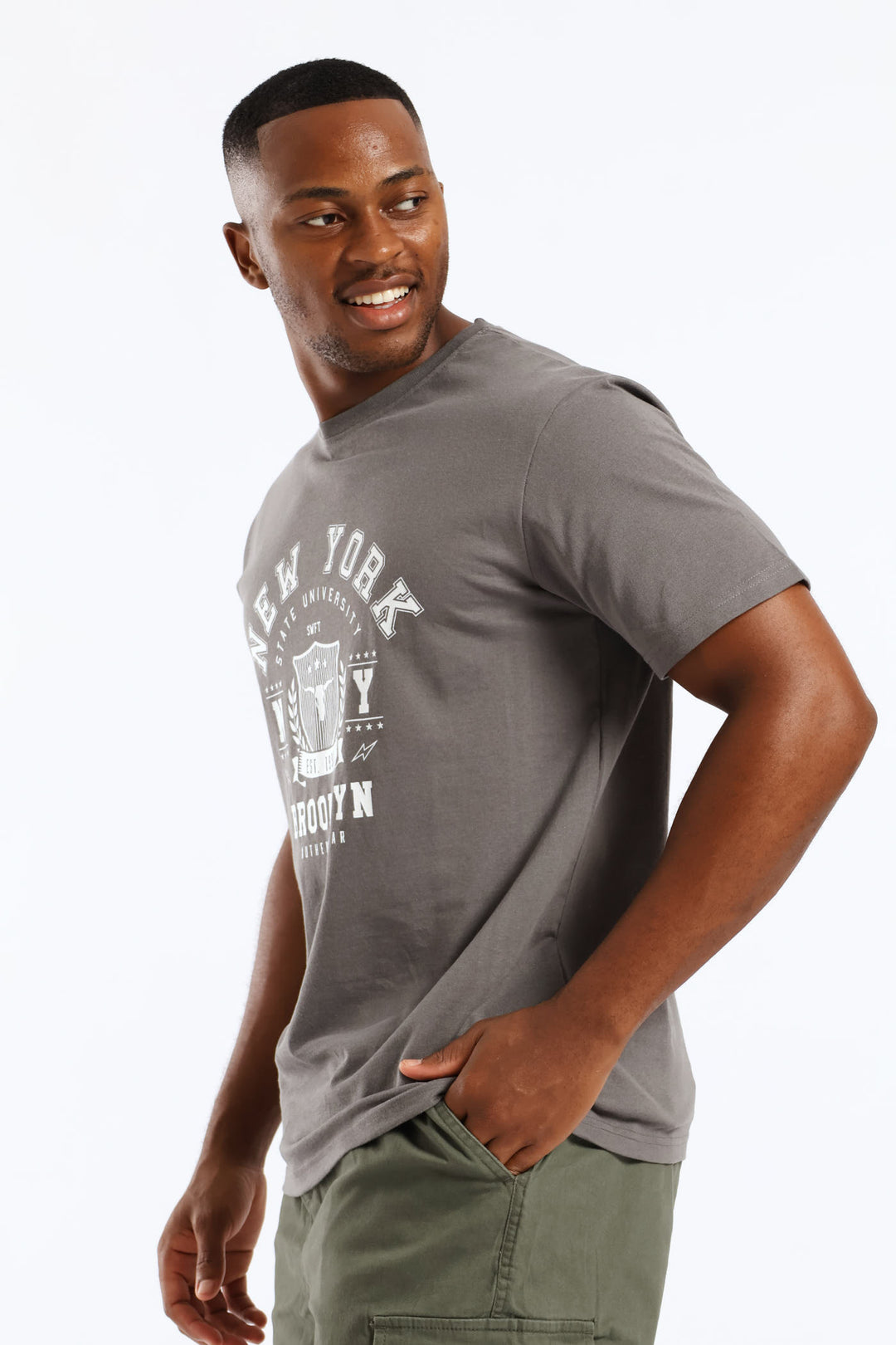 Basic Print Ny Tee - Dark Grey