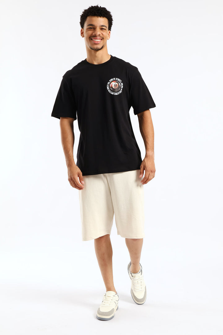 Billards Print Front & Back Tee - Black
