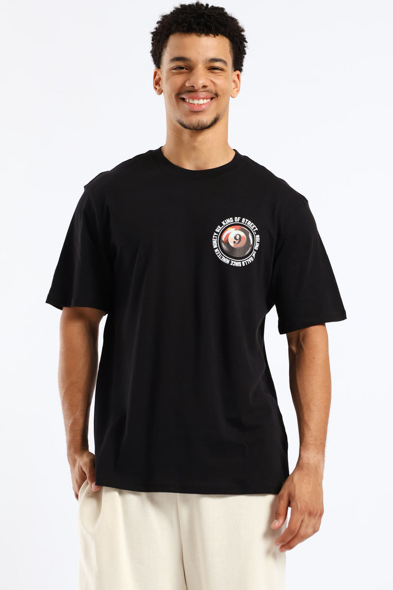 Billards Print Front & Back Tee - Black