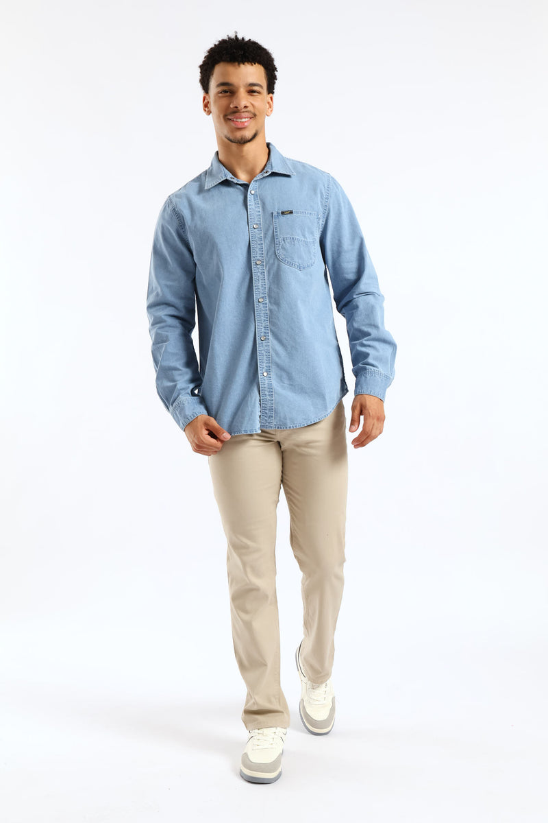 Lazy Denim Long Sleeve Shirt - Light Wash